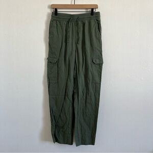 Pact Womens Cargo Jogger Pants Green Drawstring 70% Organic Cotton Size Small